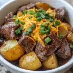 Crockpot Loaded Steak and Potato Bake