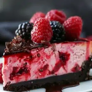 Dark Chocolate Raspberry Cheesecake