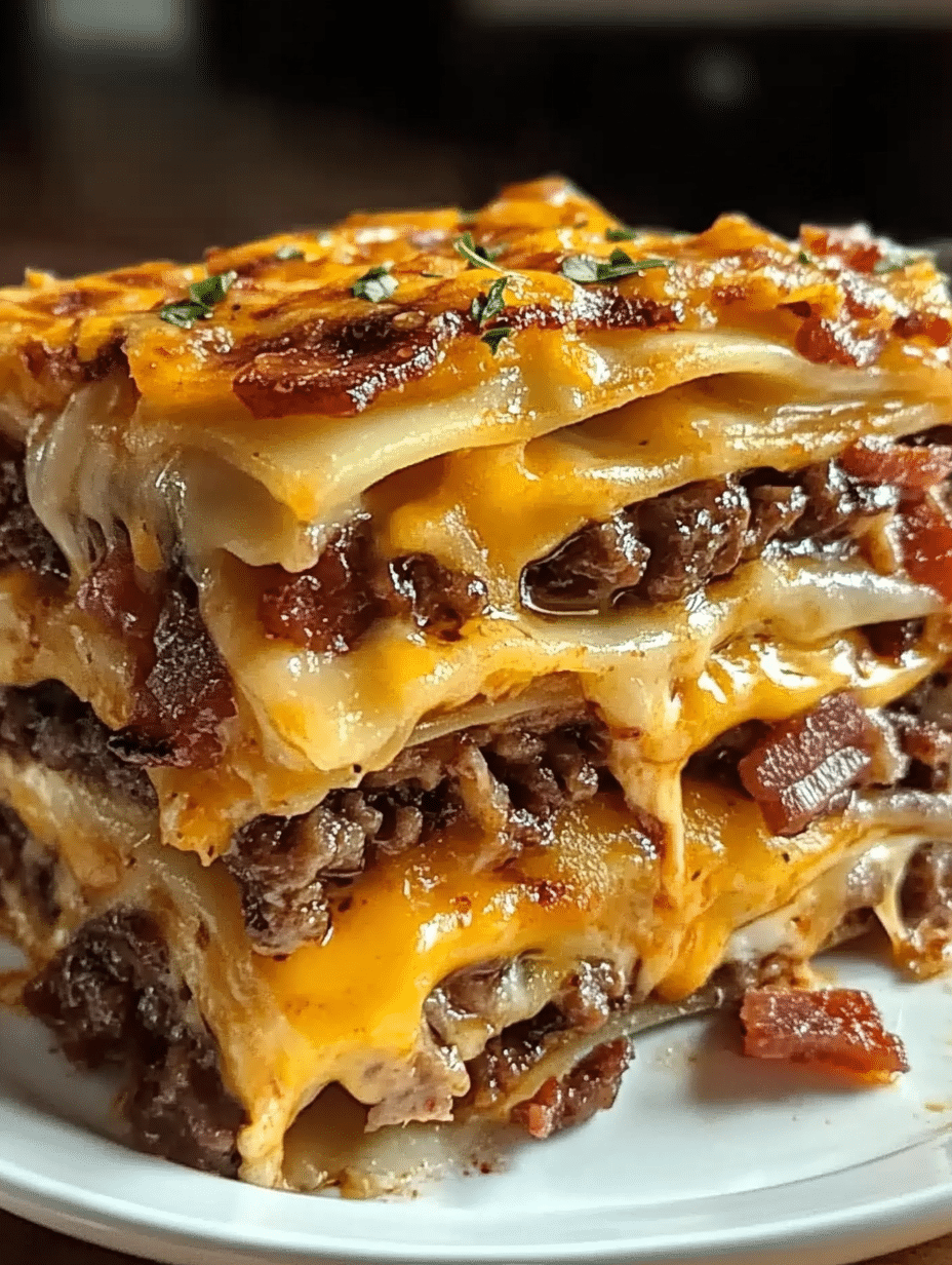 Parmesan Garlic Bacon Cheeseburger Lasagna