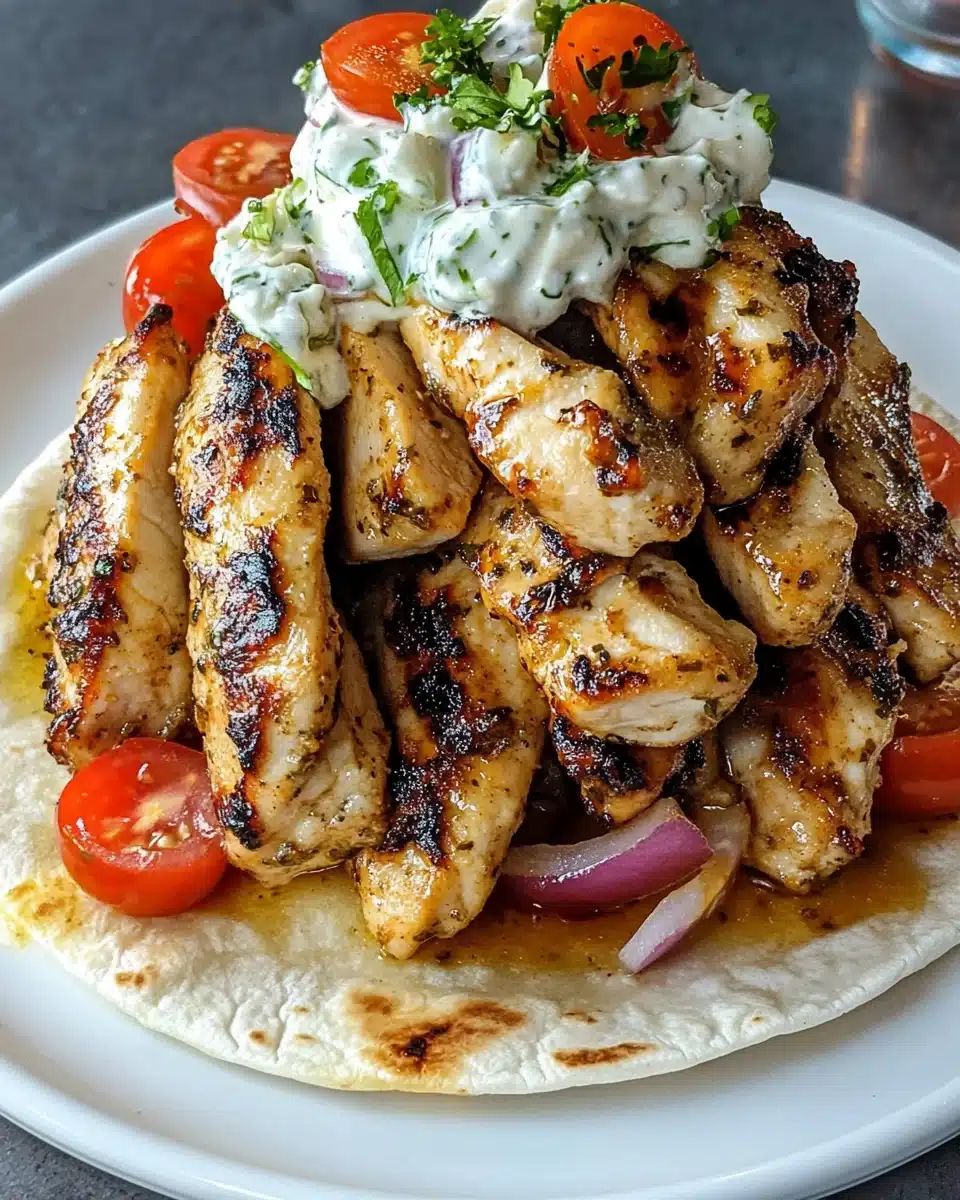 Greek Chicken Gyros with Lemon-Herb Marinade and Tzatziki